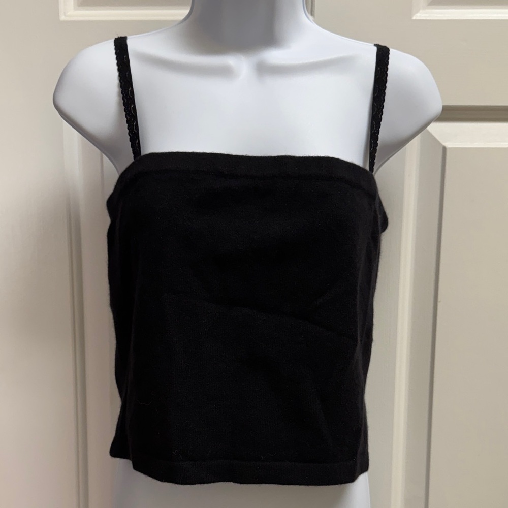 Teri Jon Elegant Black Cashmere Camisole Strapless Top